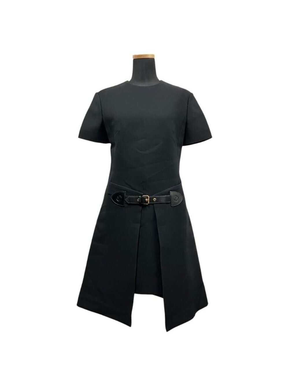 Louis Vuitton Trompe L'oeil Wrap Front Dress Short Sleeve Leather LV Logo 34